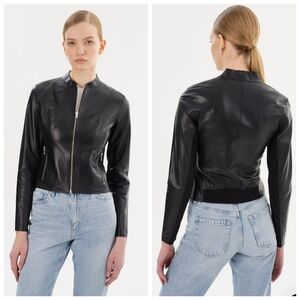 LaMarque Chapin Reversible Leather Jacket Black Silver XS New With Tag